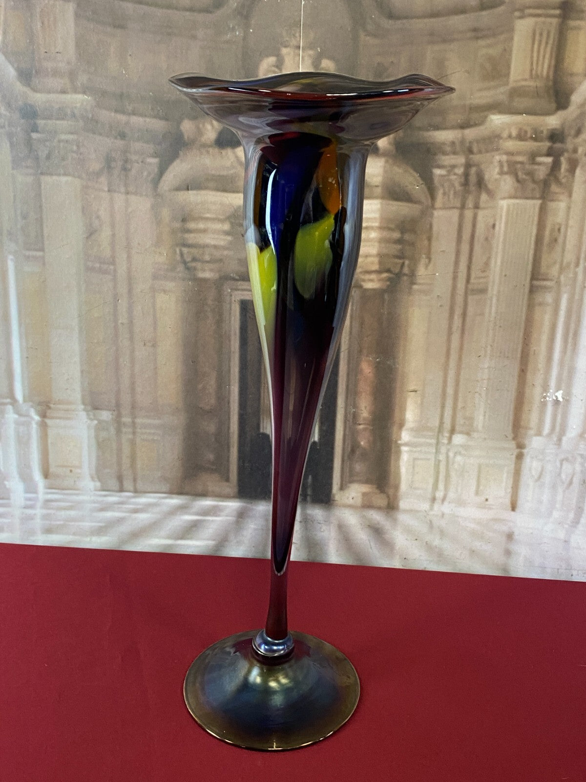 Grosse Künstler Glas Vase aus Glas signiert und datiert 1990 44cm