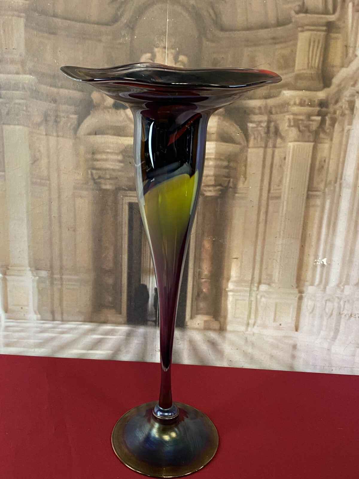 Grosse Künstler Glas Vase aus Glas signiert und datiert 1990 44cm