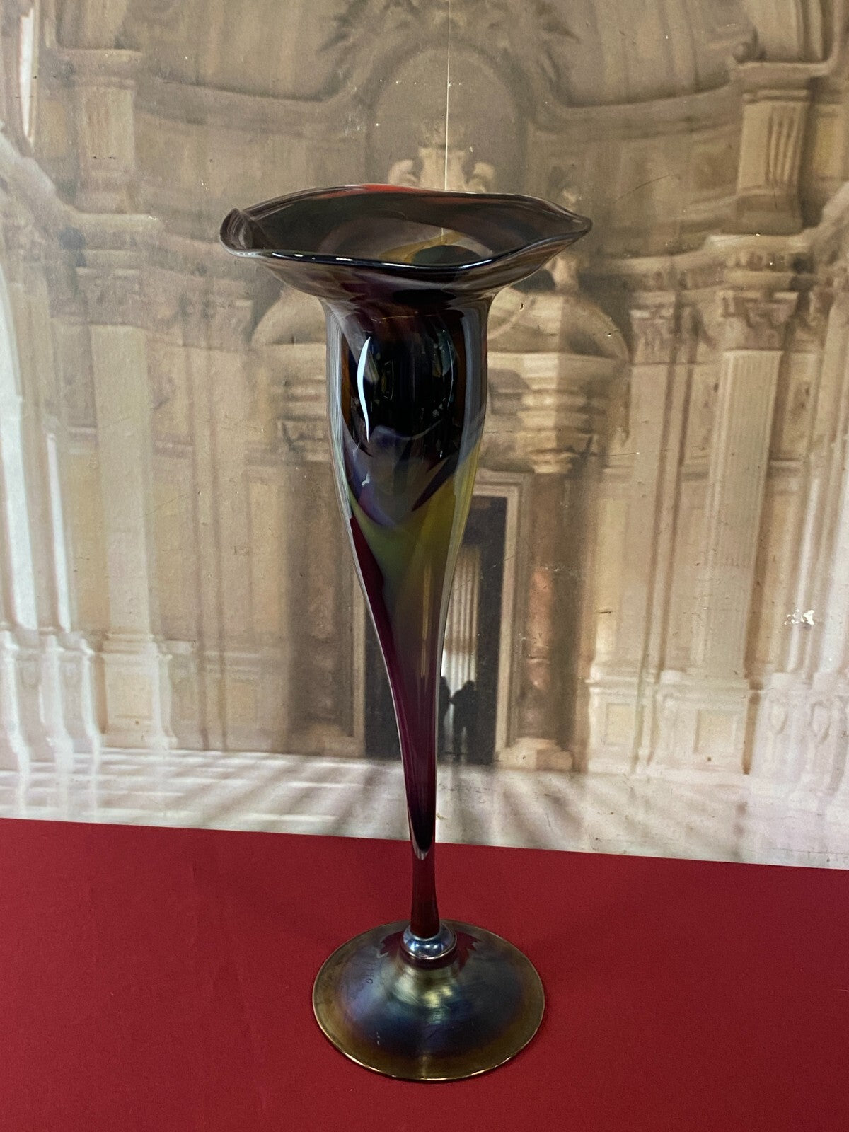 Grosse Künstler Glas Vase aus Glas signiert und datiert 1990 44cm