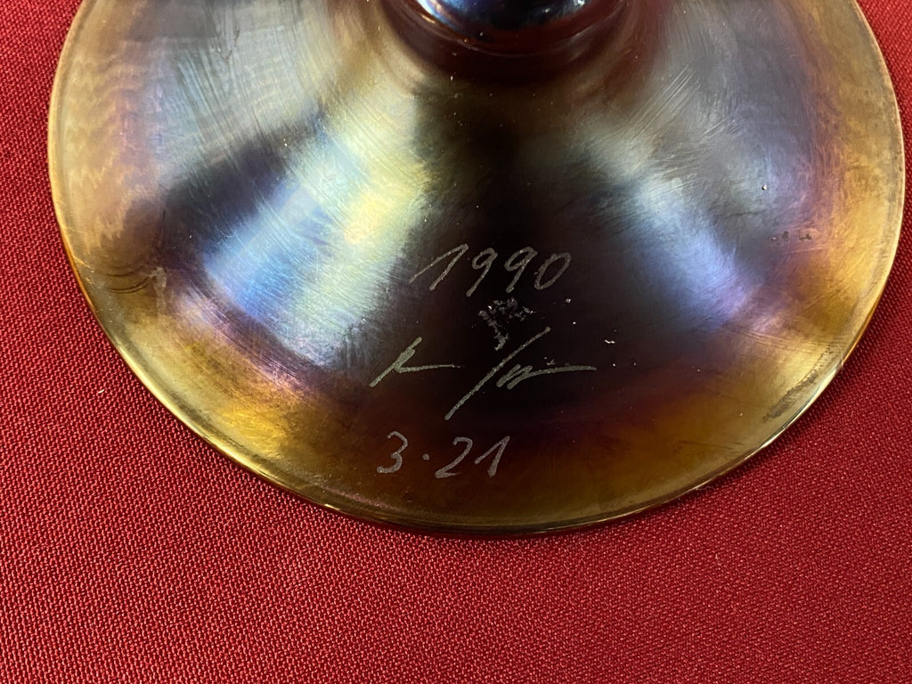 Grosse Künstler Glas Vase aus Glas signiert und datiert 1990 44cm