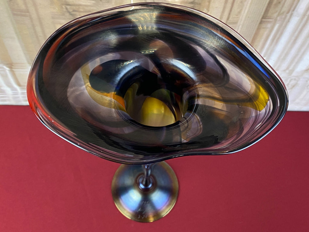 Grosse Künstler Glas Vase aus Glas signiert und datiert 1990 44cm