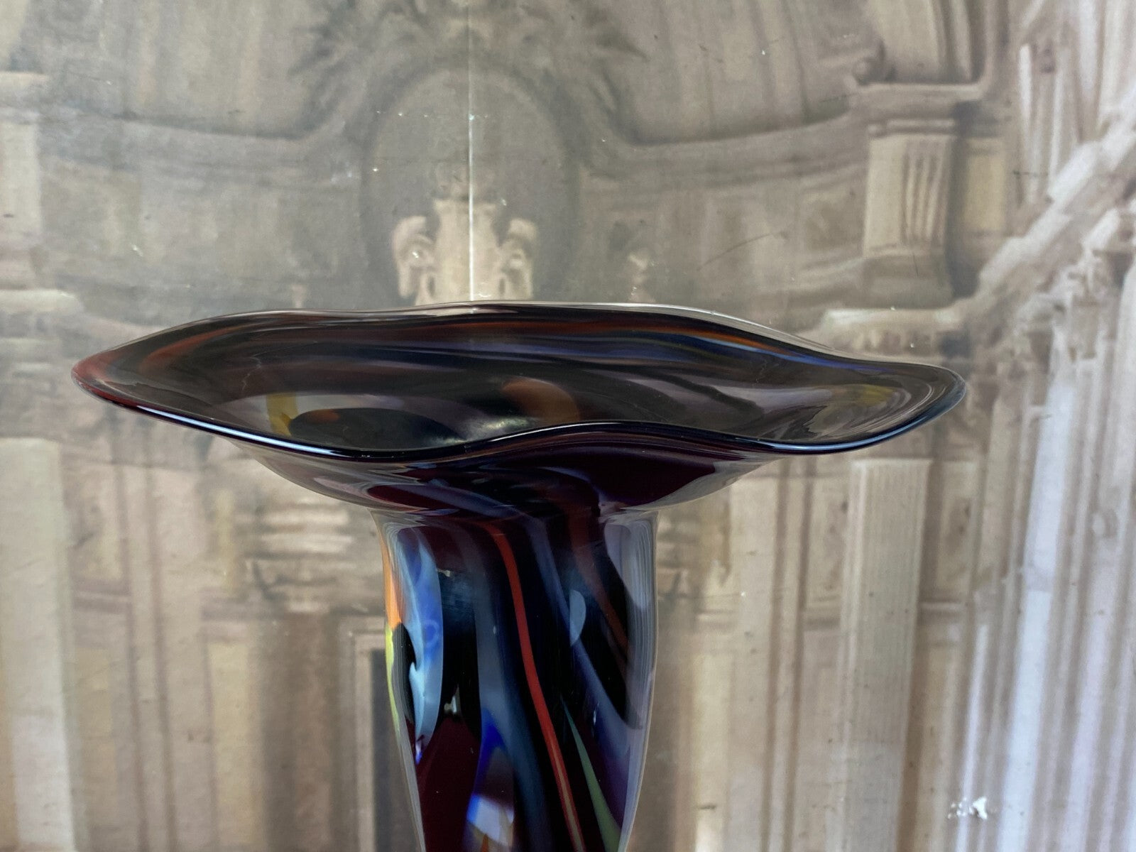 Grosse Künstler Glas Vase aus Glas signiert und datiert 1990 44cm
