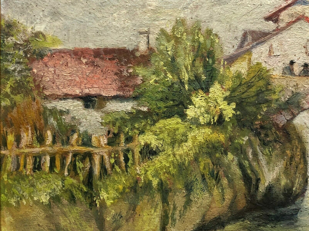 Ölgemälde Idyllische Dorf Szenerie Gemälde 1931 Ferdinand Stransky (1904-1981)