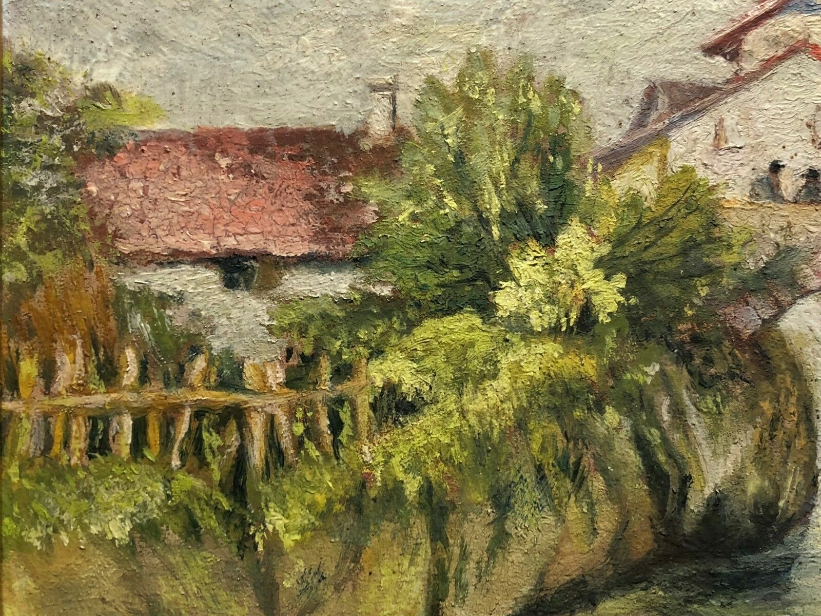 Ölgemälde Idyllische Dorf Szenerie Gemälde 1931 Ferdinand Stransky (1904-1981)