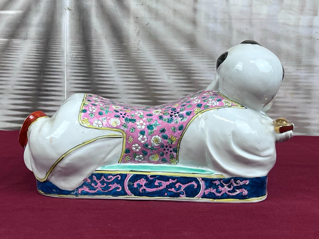 Paar Kopfkissen aus Porzellan Kopfstützen China handbemalt Famille Rose