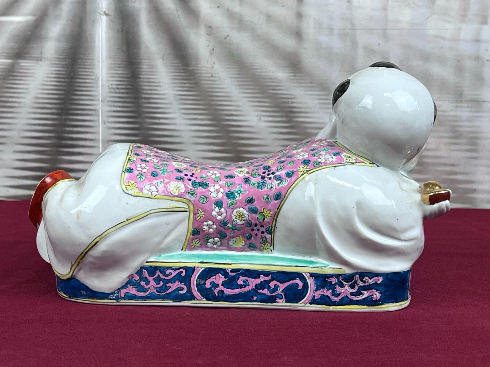 Paar Kopfkissen aus Porzellan Kopfstützen China handbemalt Famille Rose