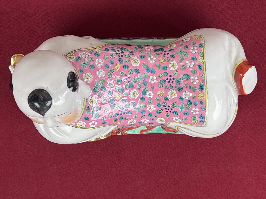 Paar Kopfkissen aus Porzellan Kopfstützen China handbemalt Famille Rose