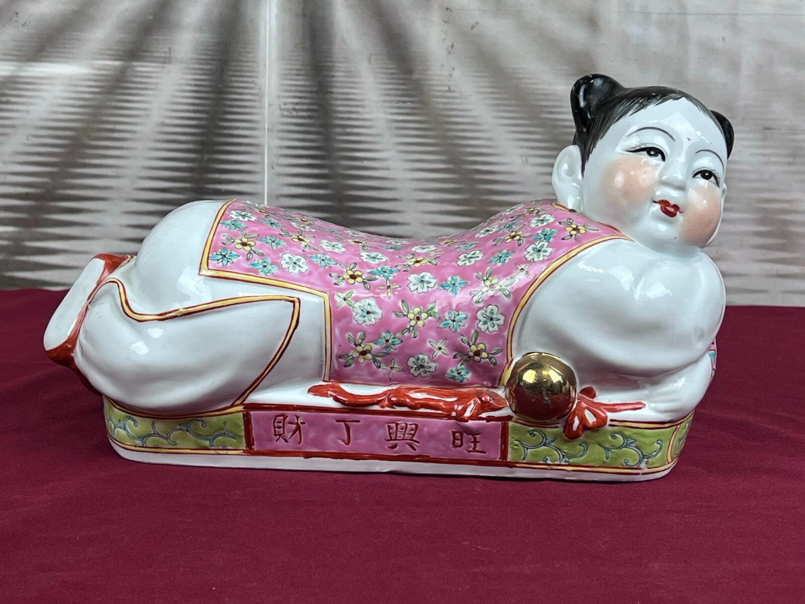 Paar Kopfkissen aus Porzellan Kopfstützen China handbemalt Famille Rose
