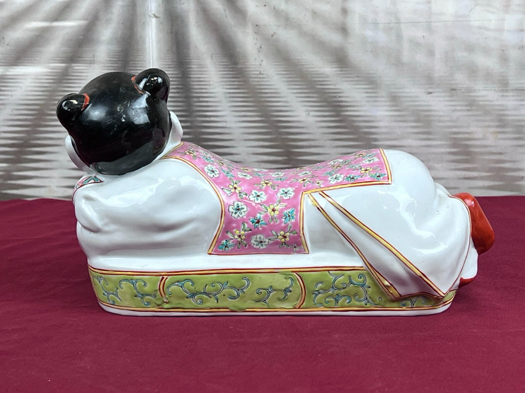 Paar Kopfkissen aus Porzellan Kopfstützen China handbemalt Famille Rose