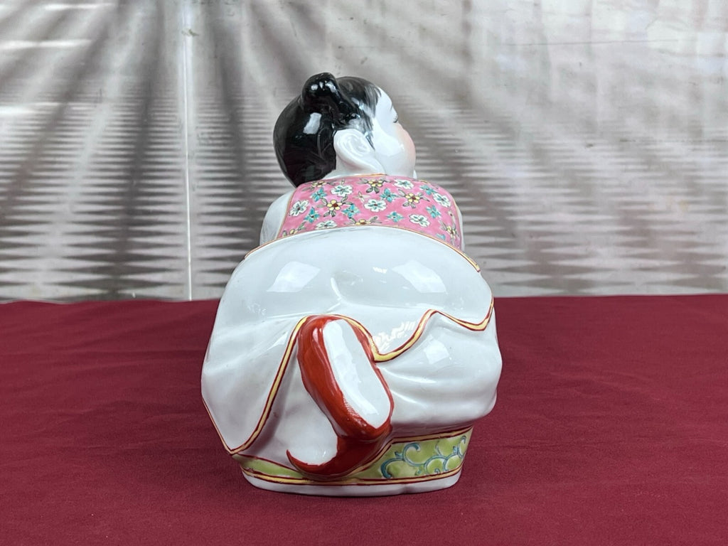 Paar Kopfkissen aus Porzellan Kopfstützen China handbemalt Famille Rose