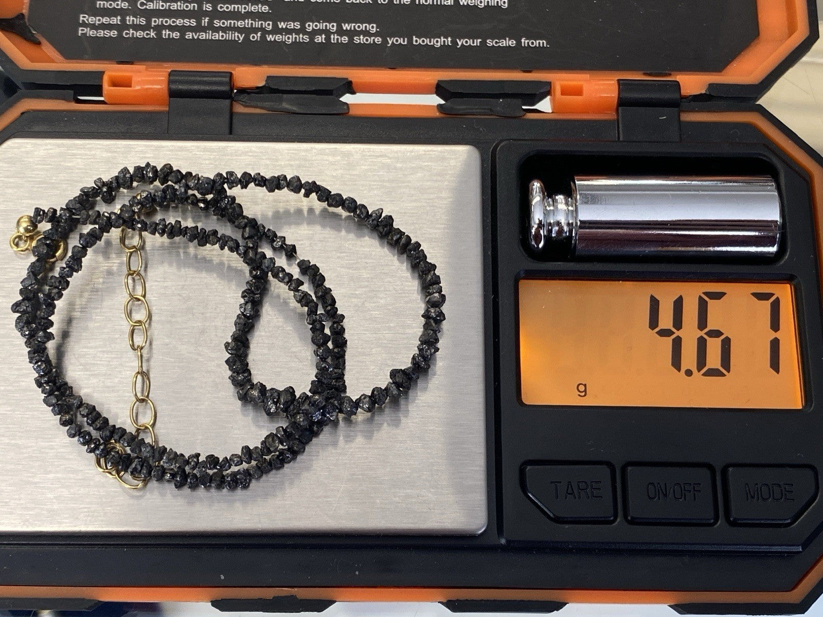 Halskette Kette aus Rohen Diamanten 47cm lang Verschluss 14K Gelbgold