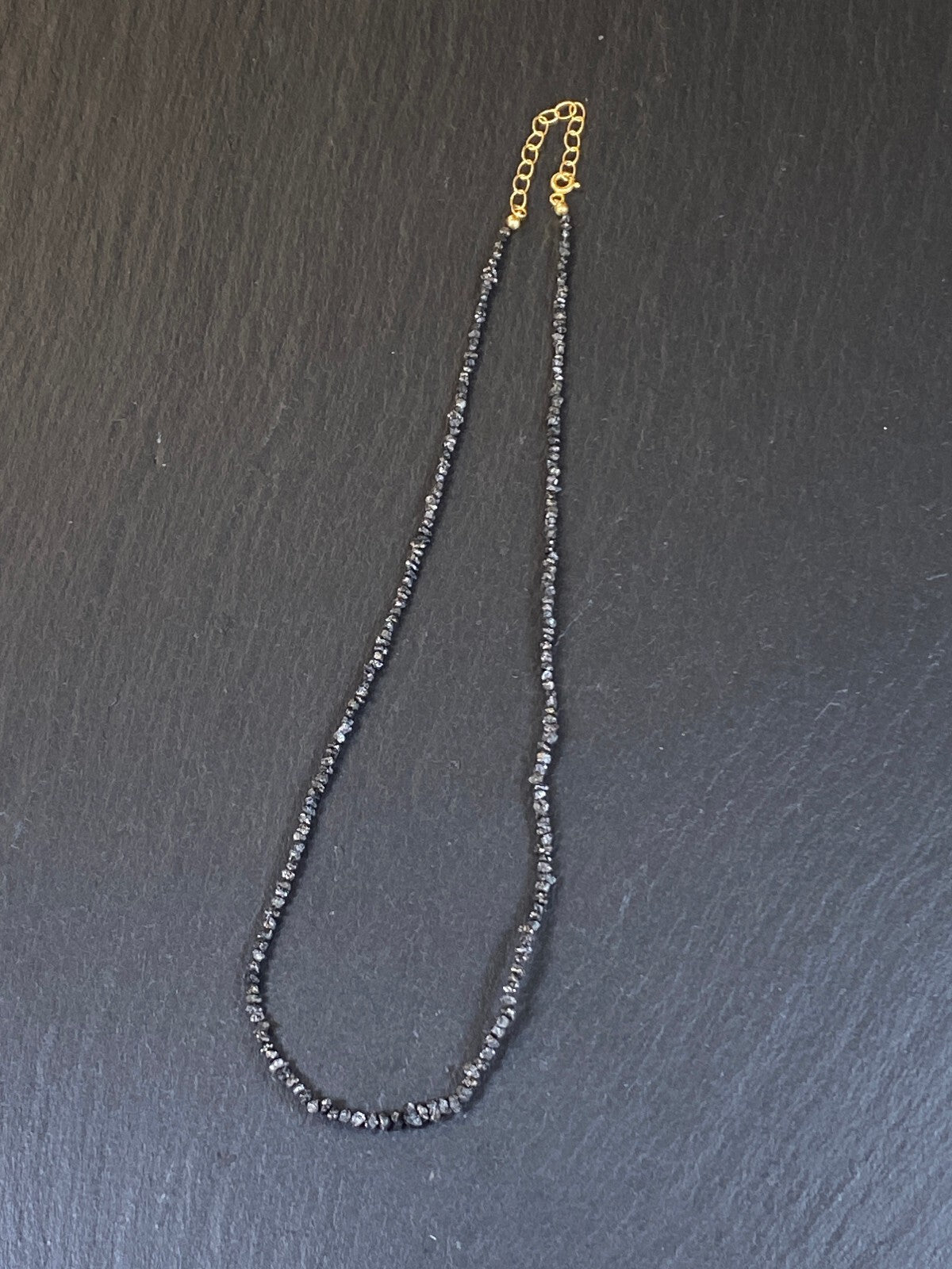 Halskette Kette aus Rohen Diamanten 47cm lang Verschluss 14K Gelbgold