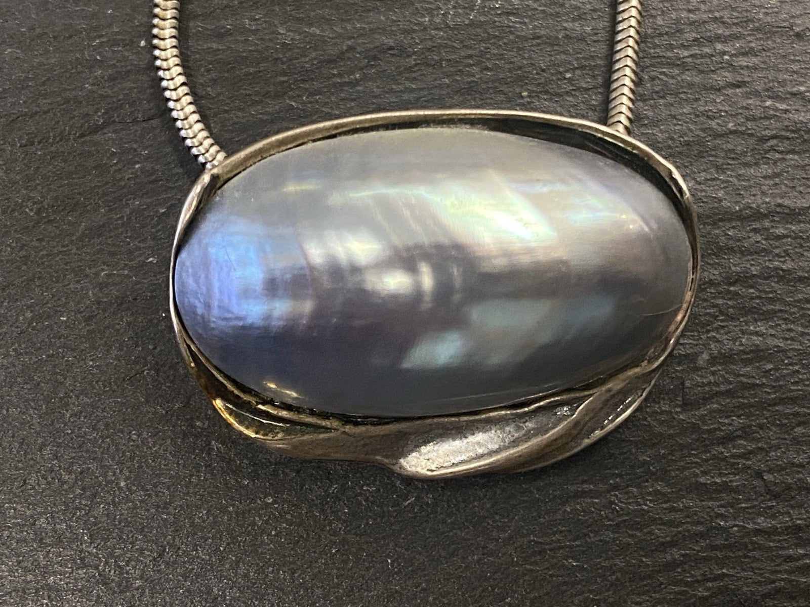 Halskette mit Anhänger Kette Perlmutt 925 Sterling Silber