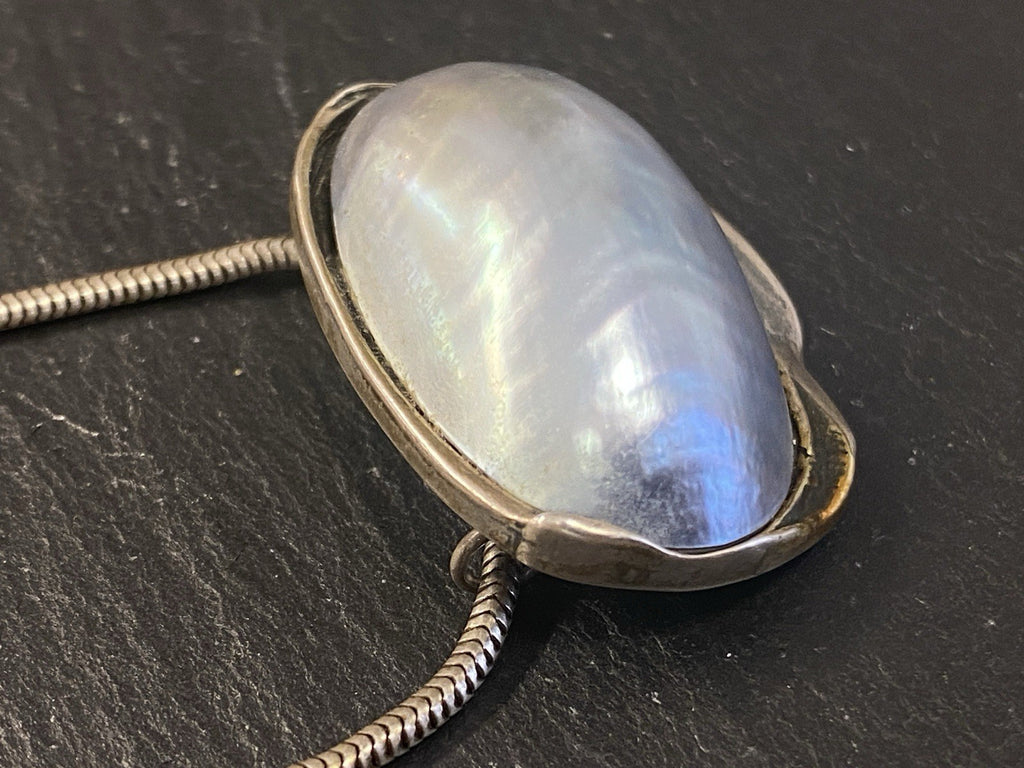 Halskette mit Anhänger Kette Perlmutt 925 Sterling Silber