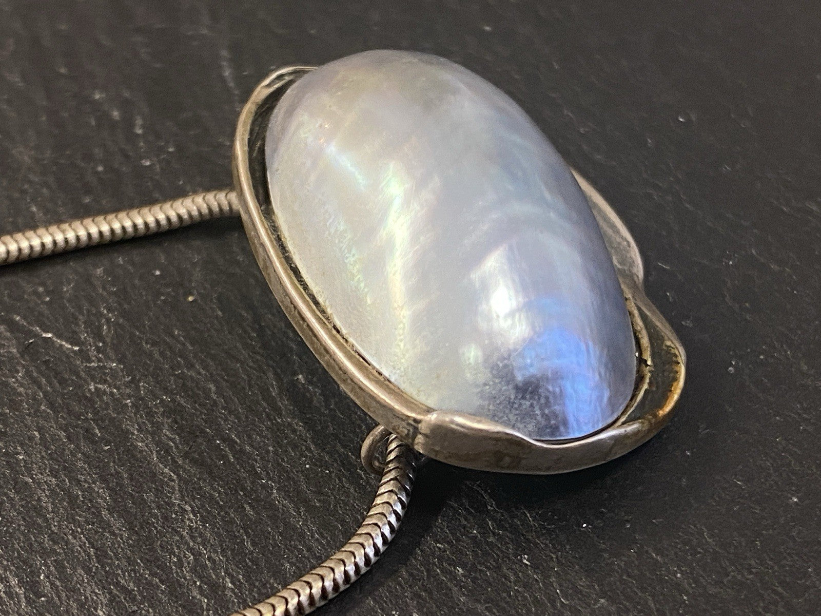 Halskette mit Anhänger Kette Perlmutt 925 Sterling Silber