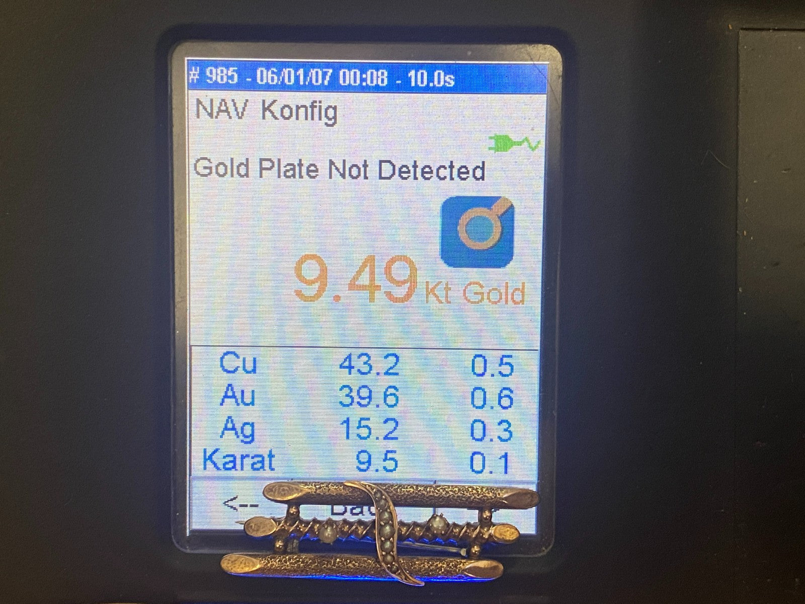 Antike Brosche gelb Gold 9K Bicolor