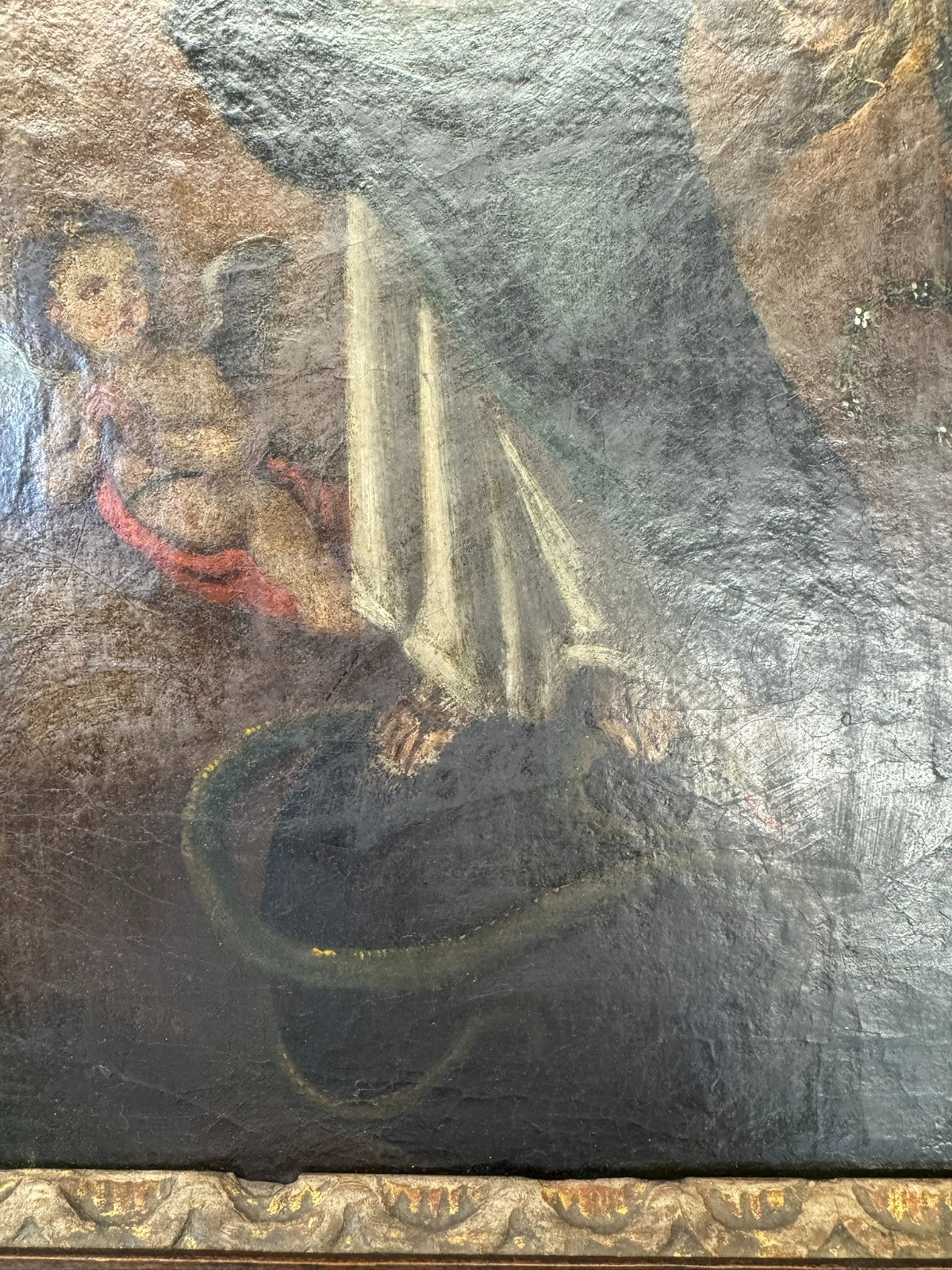 Antikes Barock Gemälde Ölgemälde 18 tes Jh Heilige Maria mit Engeln
