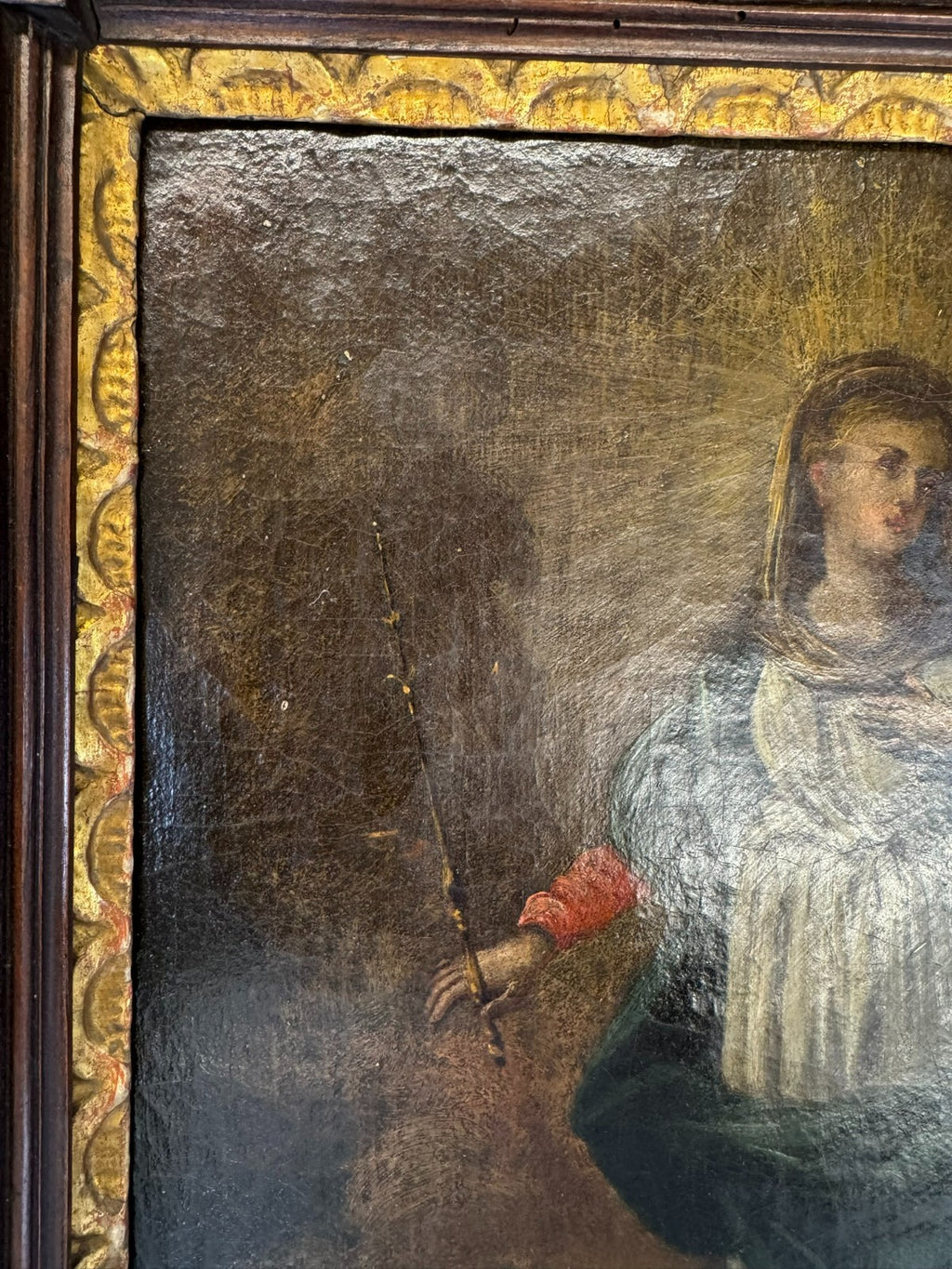 Antikes Barock Gemälde Ölgemälde 18 tes Jh Heilige Maria mit Engeln