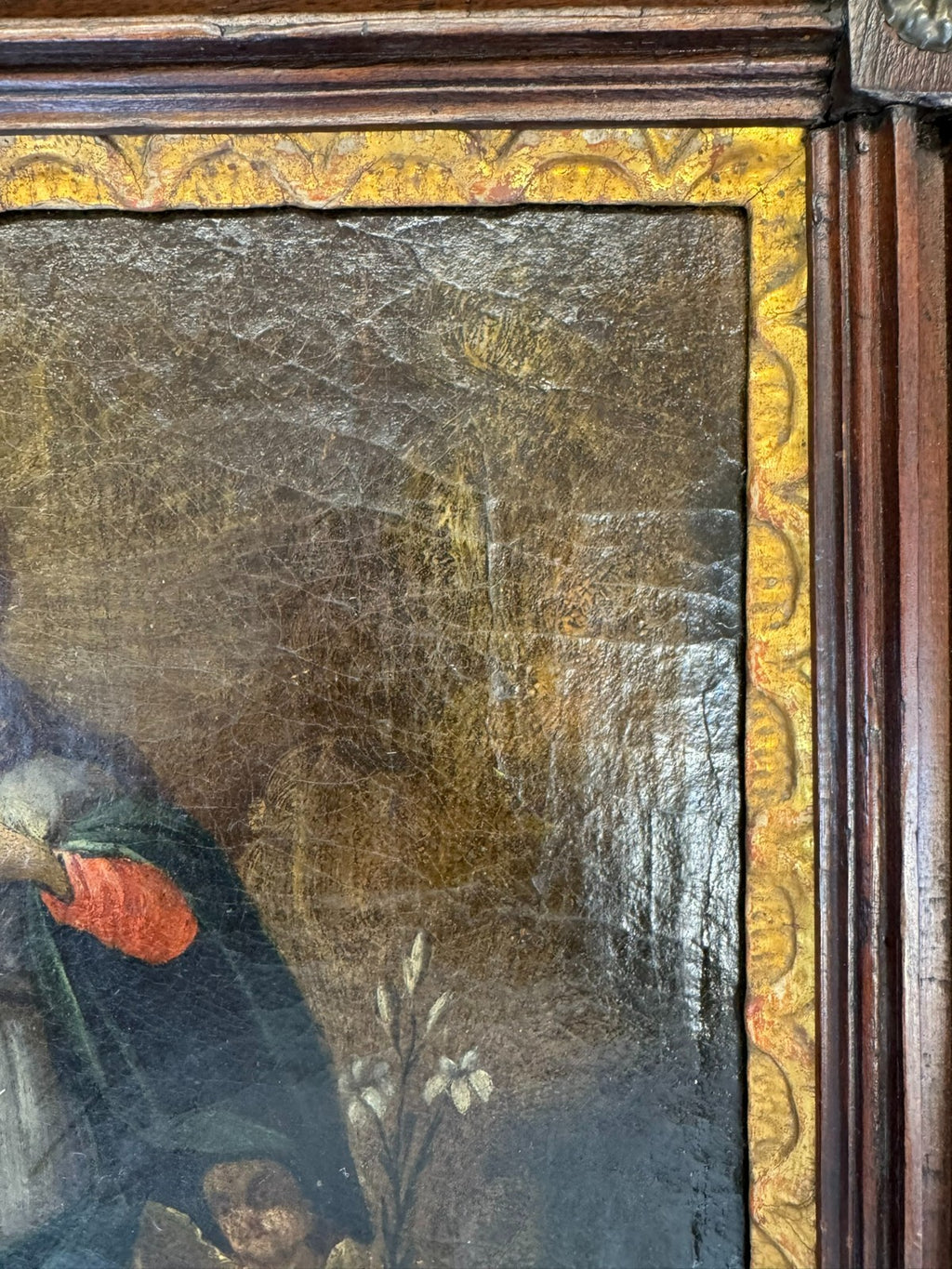 Antikes Barock Gemälde Ölgemälde 18 tes Jh Heilige Maria mit Engeln