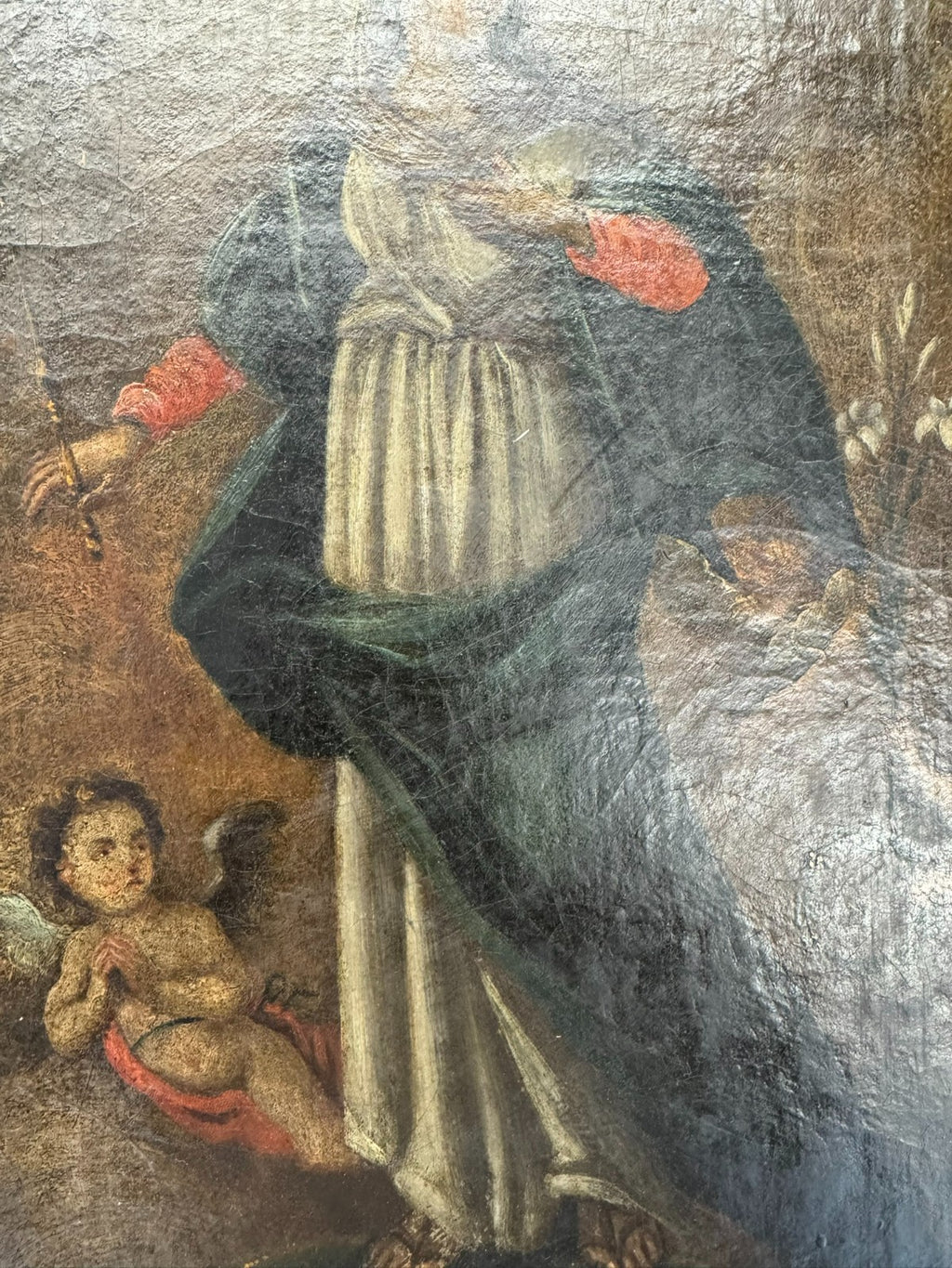 Antikes Barock Gemälde Ölgemälde 18 tes Jh Heilige Maria mit Engeln