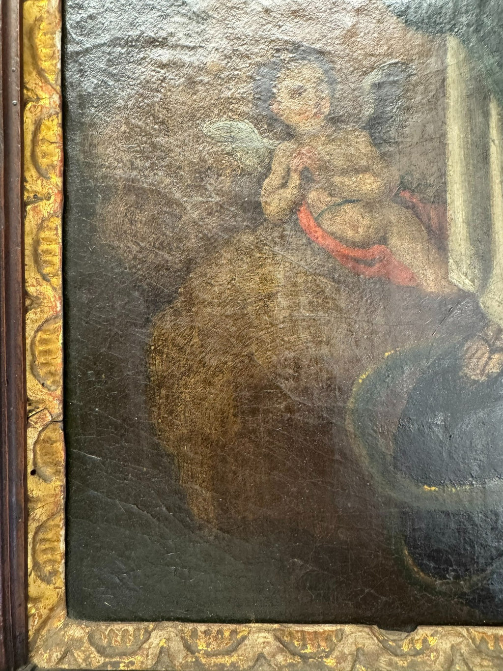 Antikes Barock Gemälde Ölgemälde 18 tes Jh Heilige Maria mit Engeln