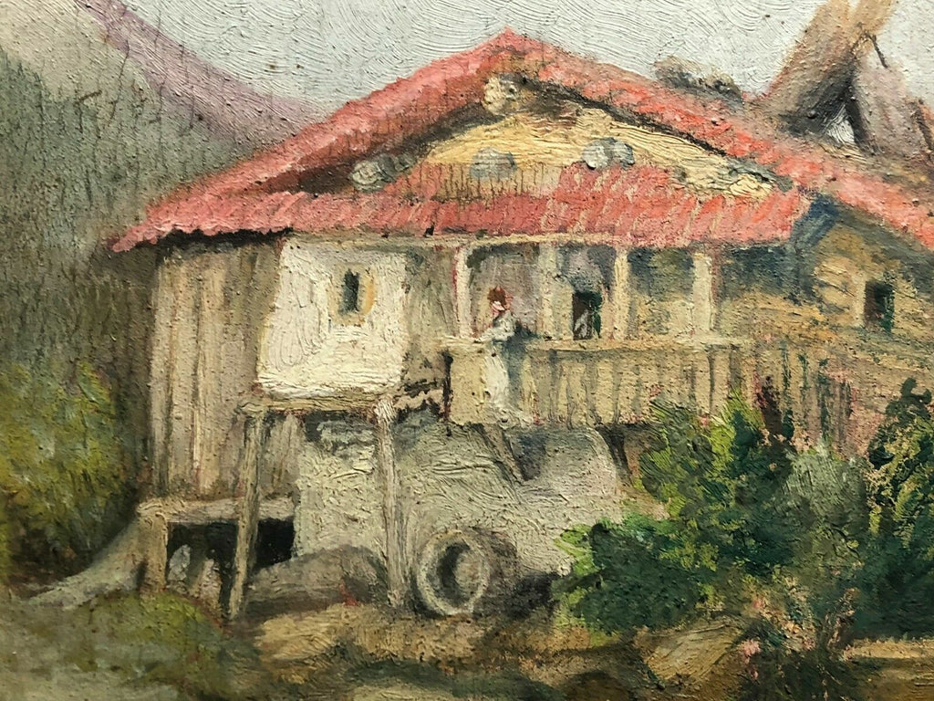 Ölgemälde Bauernhof am Bach datiert 1931 Gemälde Ferdinand Stransky (1904-1981)