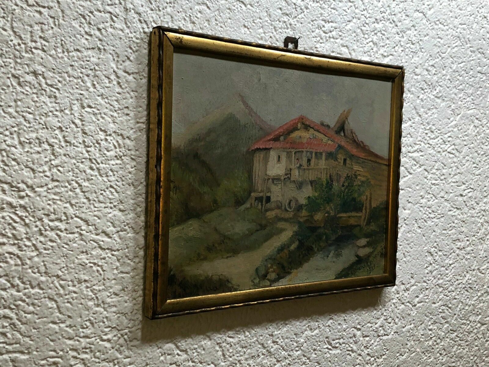 Ölgemälde Bauernhof am Bach datiert 1931 Gemälde Ferdinand Stransky (1904-1981)