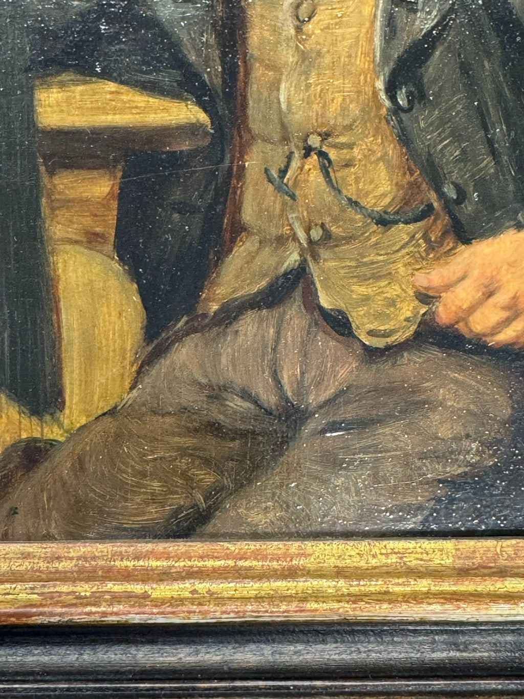 Konstantin Stoitzner (1863-1934) Ölgemälde Prunkrahmen Portrait Mann mit Pfeife