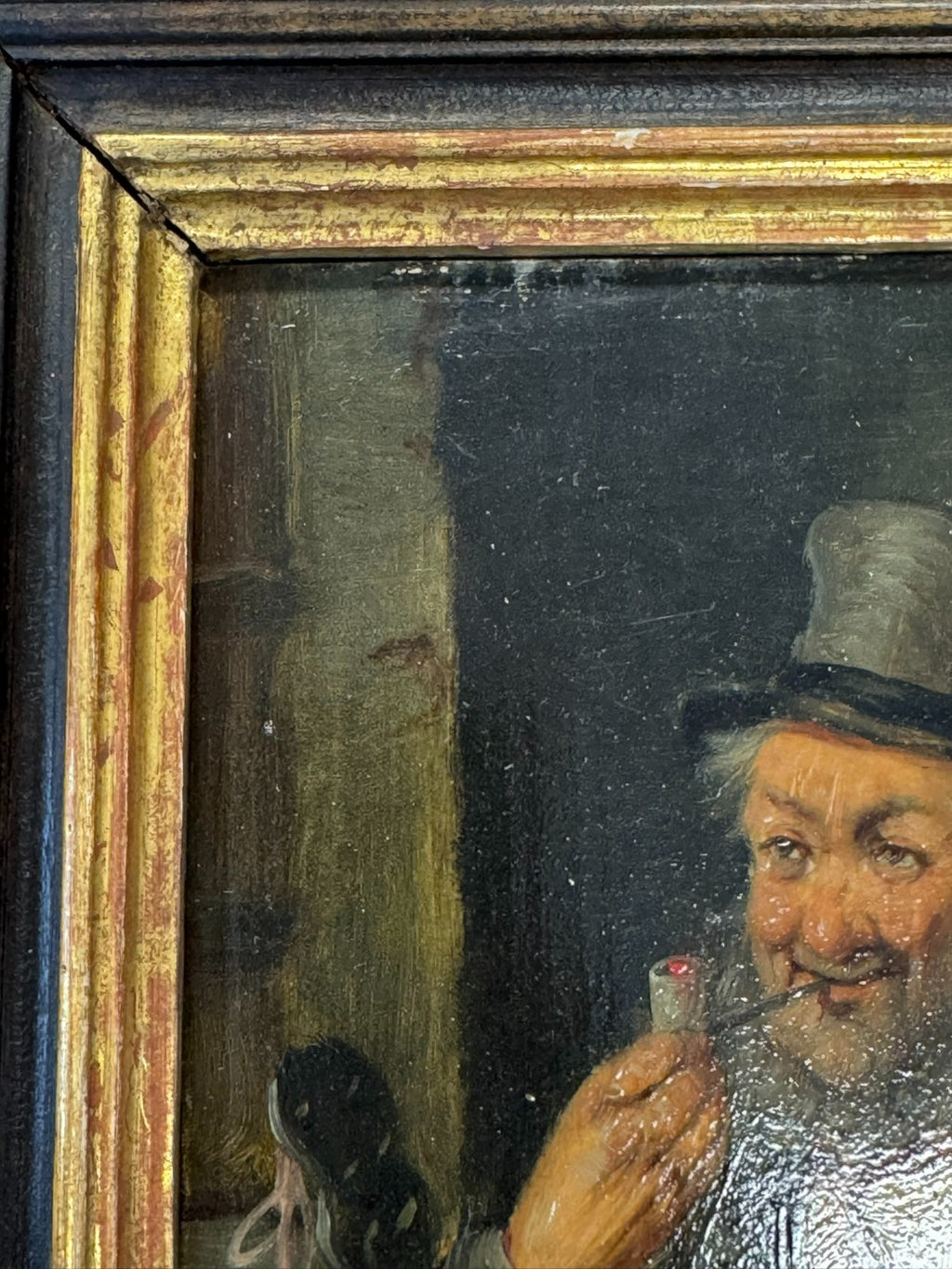Konstantin Stoitzner (1863-1934) Ölgemälde Prunkrahmen Portrait Mann mit Pfeife