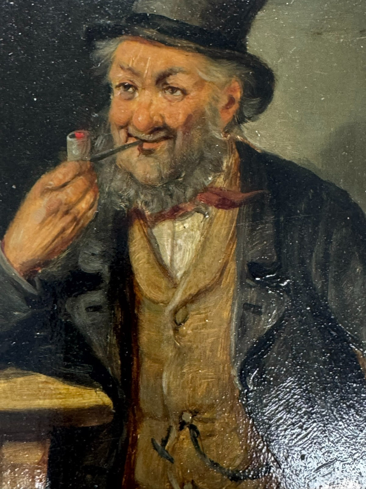 Konstantin Stoitzner (1863-1934) Ölgemälde Prunkrahmen Portrait Mann mit Pfeife