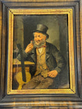 Konstantin STOITZNER (1863-1934) ÖLGEMÄLDE PRUNKRAHMEN PORTRAIT MANN MIT PFEIFE