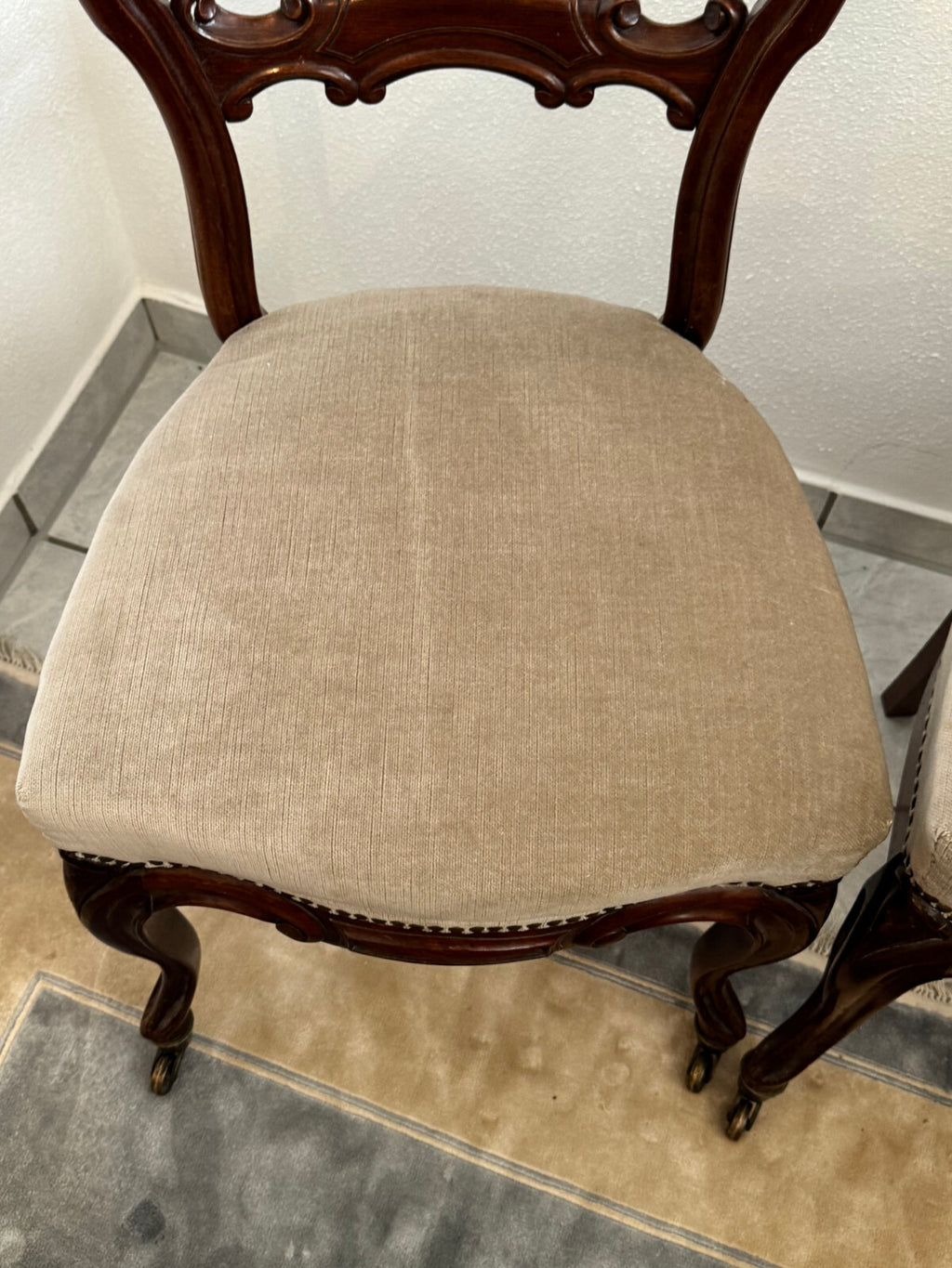 3x antiker Louis Philippe Stuhl um 1870 Mahagoni massiv antike Stühle