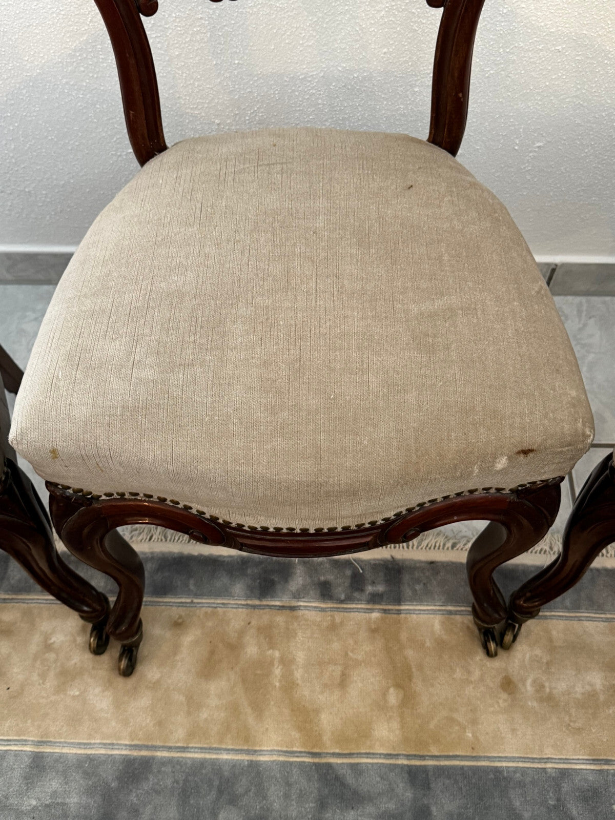 3x antiker Louis Philippe Stuhl um 1870 Mahagoni massiv antike Stühle