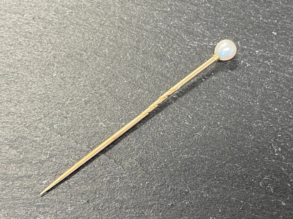 Antike Krawattennadel gelb Gold mit Perle