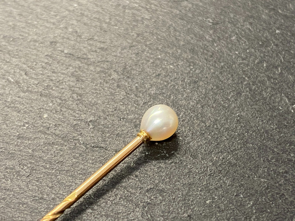 Antike Krawattennadel gelb Gold mit Perle