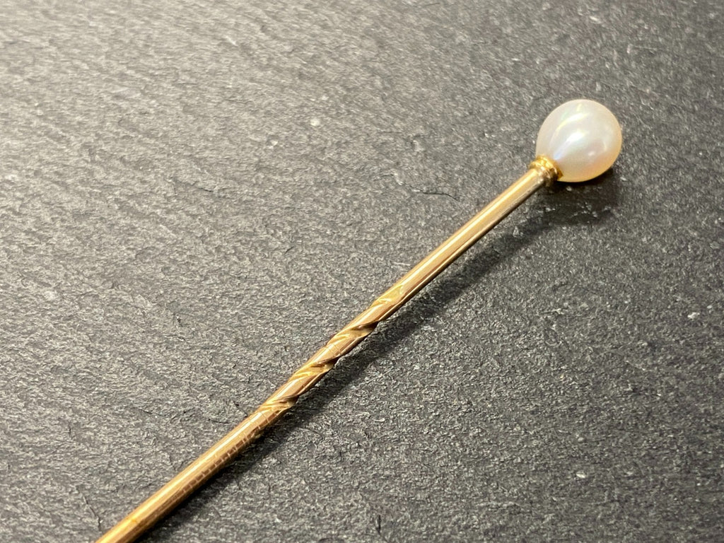 Antike Krawattennadel gelb Gold mit Perle