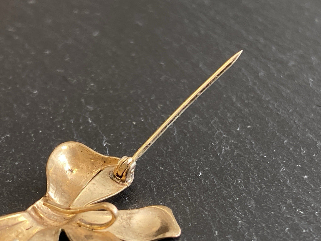 Vintage Brosche Schleifenbrosche Gold 470/1000 Van Dell