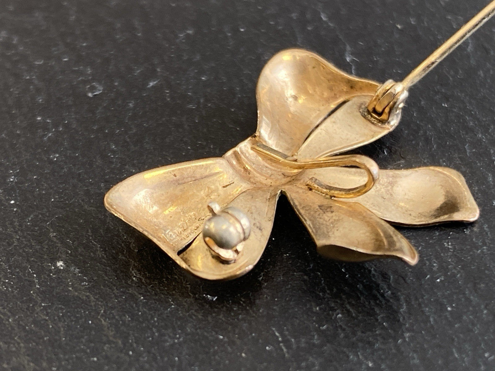 Vintage Brosche Schleifenbrosche Gold 470/1000 Van Dell