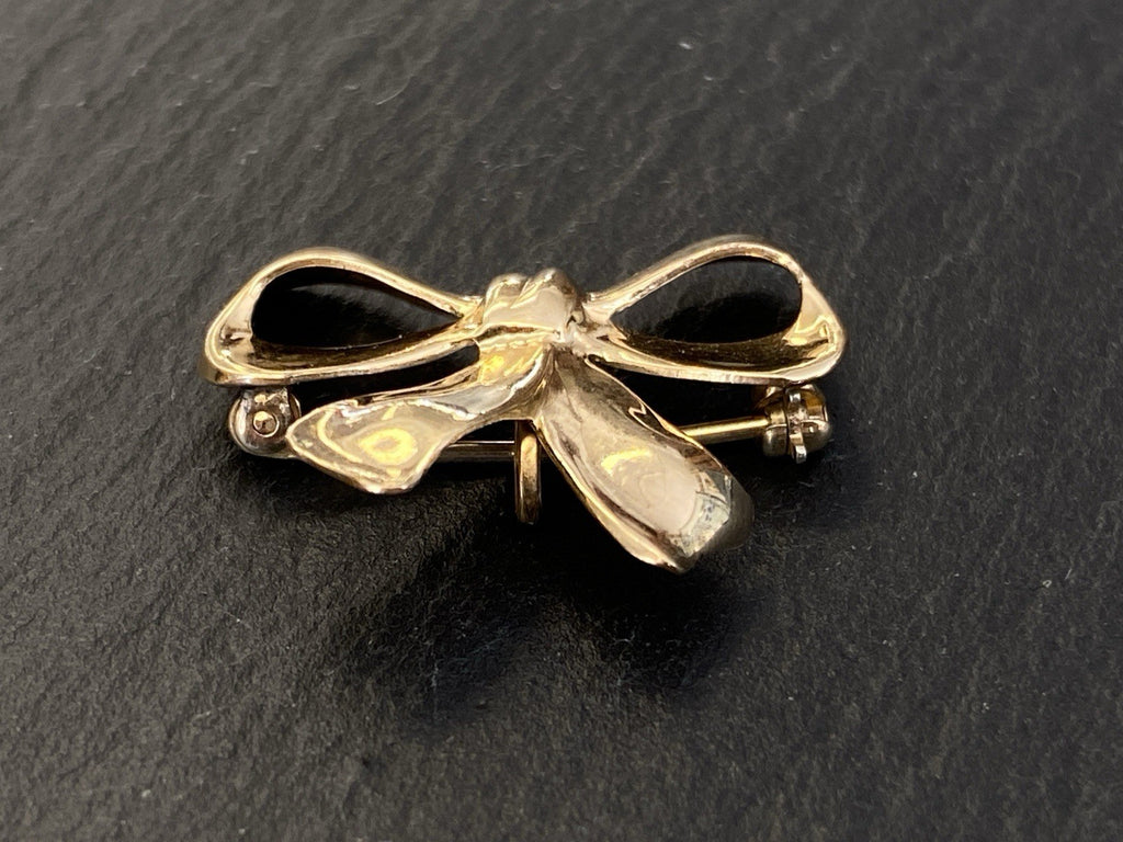 Vintage Brosche Schleifenbrosche Gold 470/1000 Van Dell