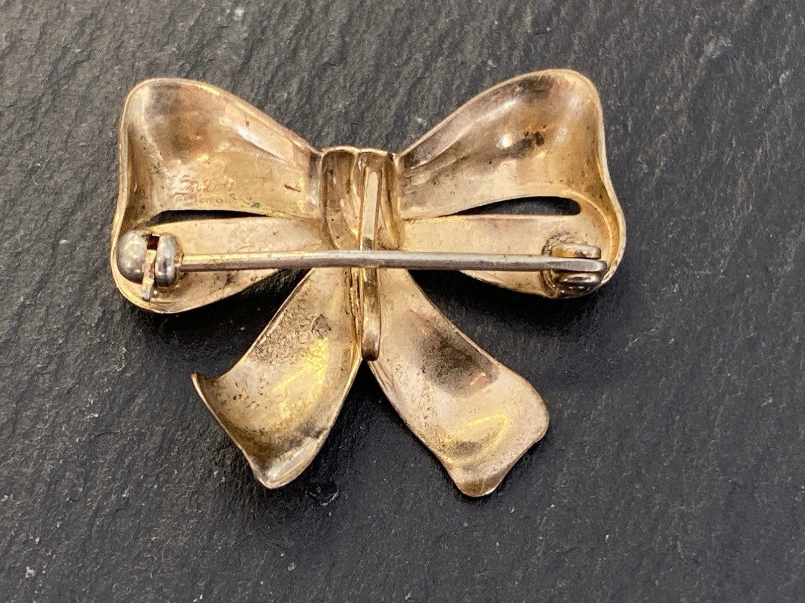 Vintage Brosche Schleifenbrosche Gold 470/1000 Van Dell