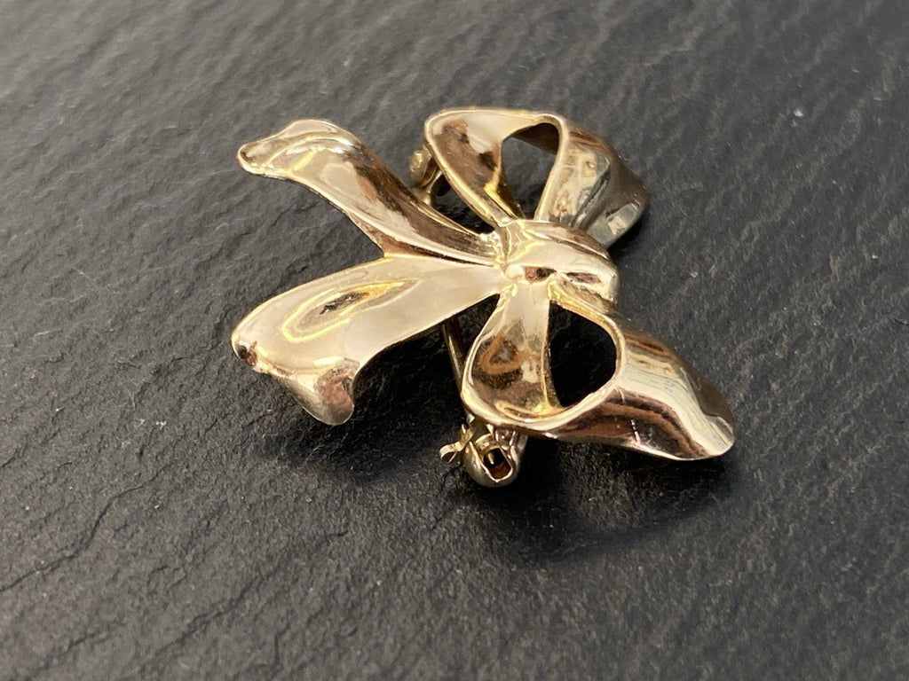 Vintage Brosche Schleifenbrosche Gold 470/1000 Van Dell