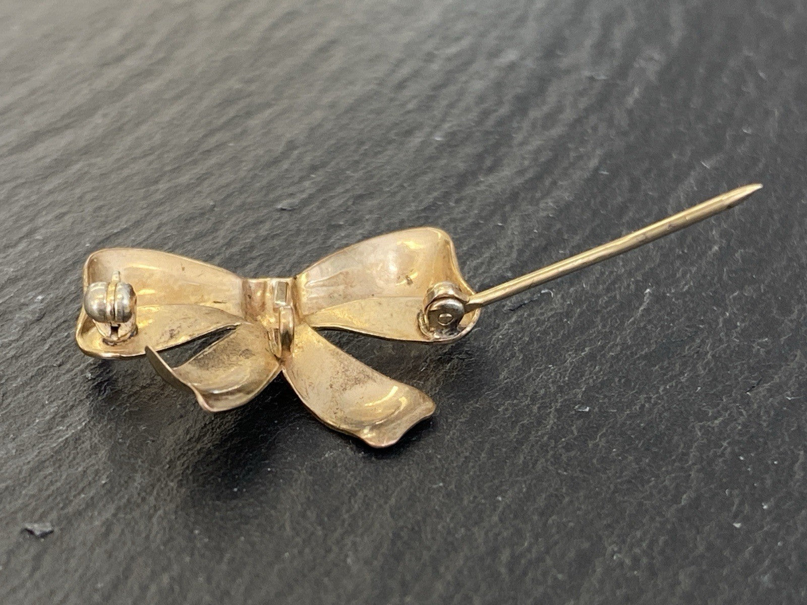 Vintage Brosche Schleifenbrosche Gold 470/1000 Van Dell