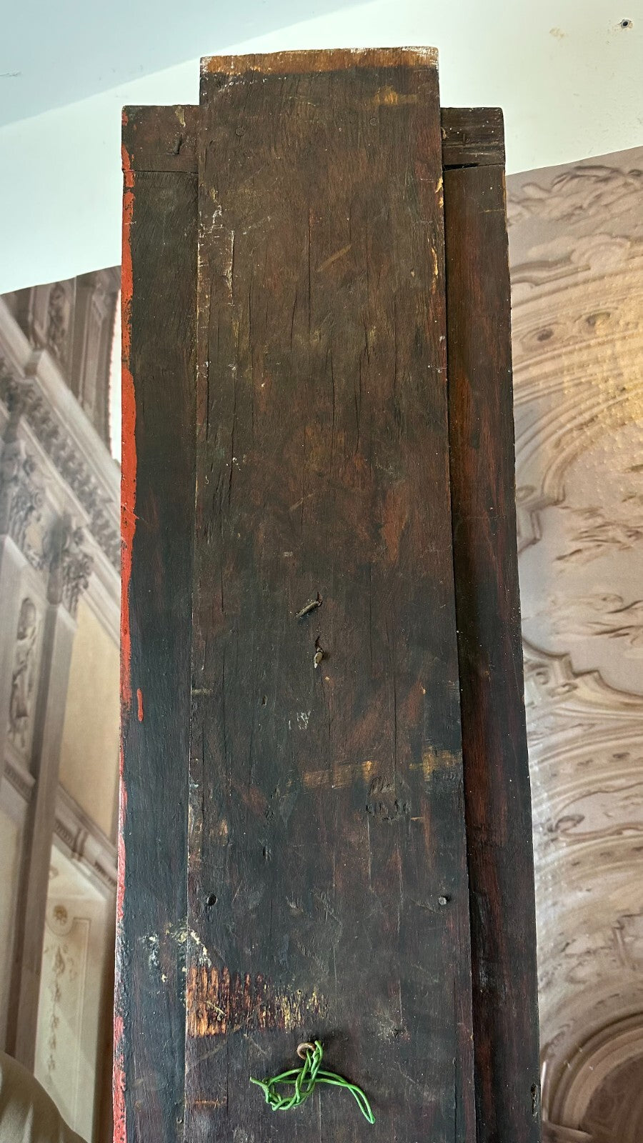 Paar antike Wand Elemente Tür Rahmen Thailand um 1900 Figuren Skulpturen 252cm