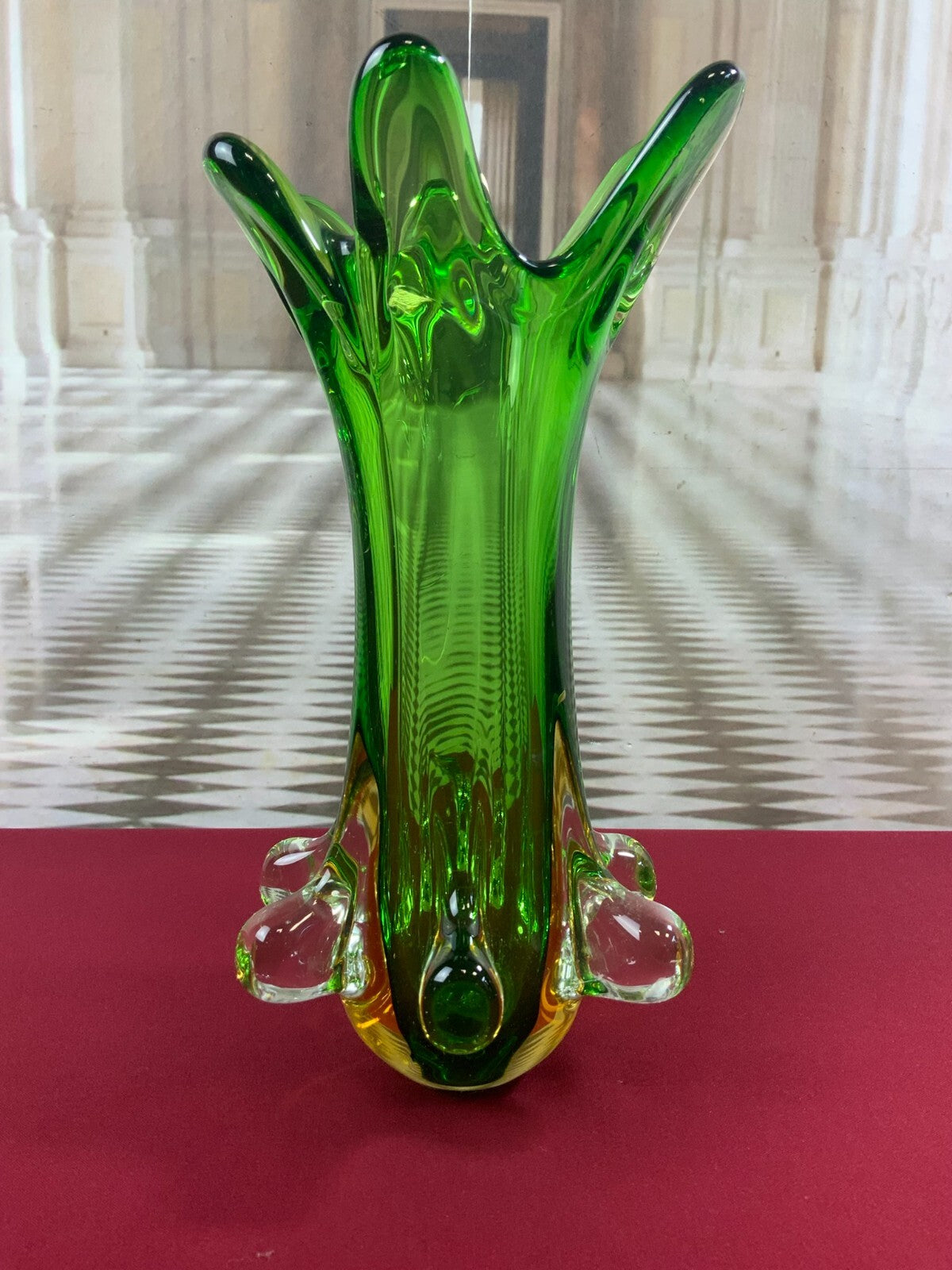 Grosse Prunkvase Vase aus Glas Handarbeit Künstlerglas 3,5kg 36cm Wohl Murano