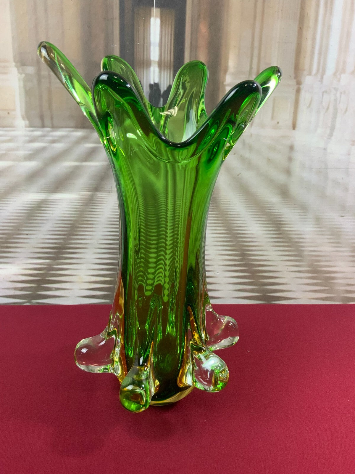Grosse Prunkvase Vase aus Glas Handarbeit Künstlerglas 3,5kg 36cm Wohl Murano