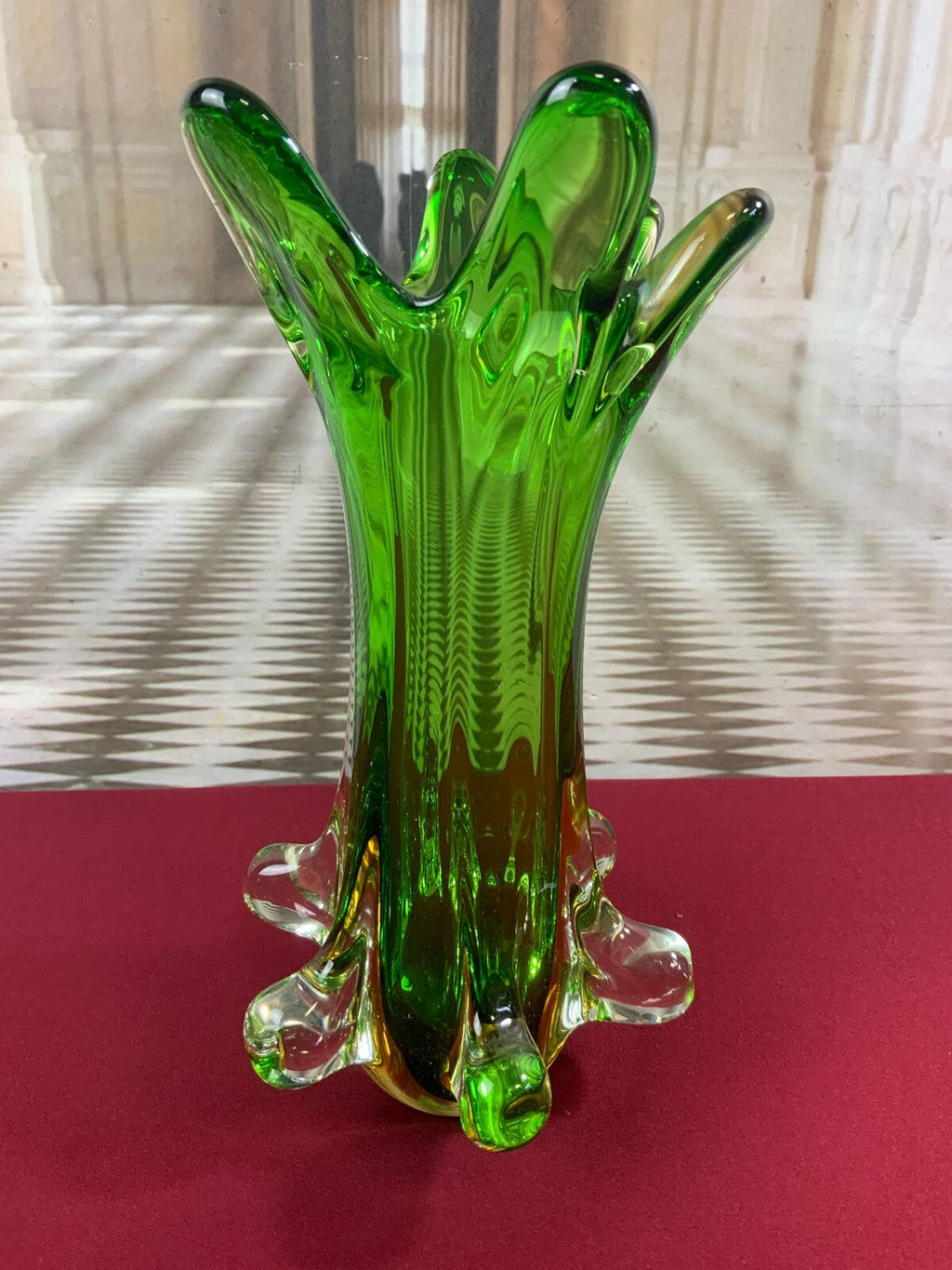 Grosse Prunkvase Vase aus Glas Handarbeit Künstlerglas 3,5kg 36cm Wohl Murano