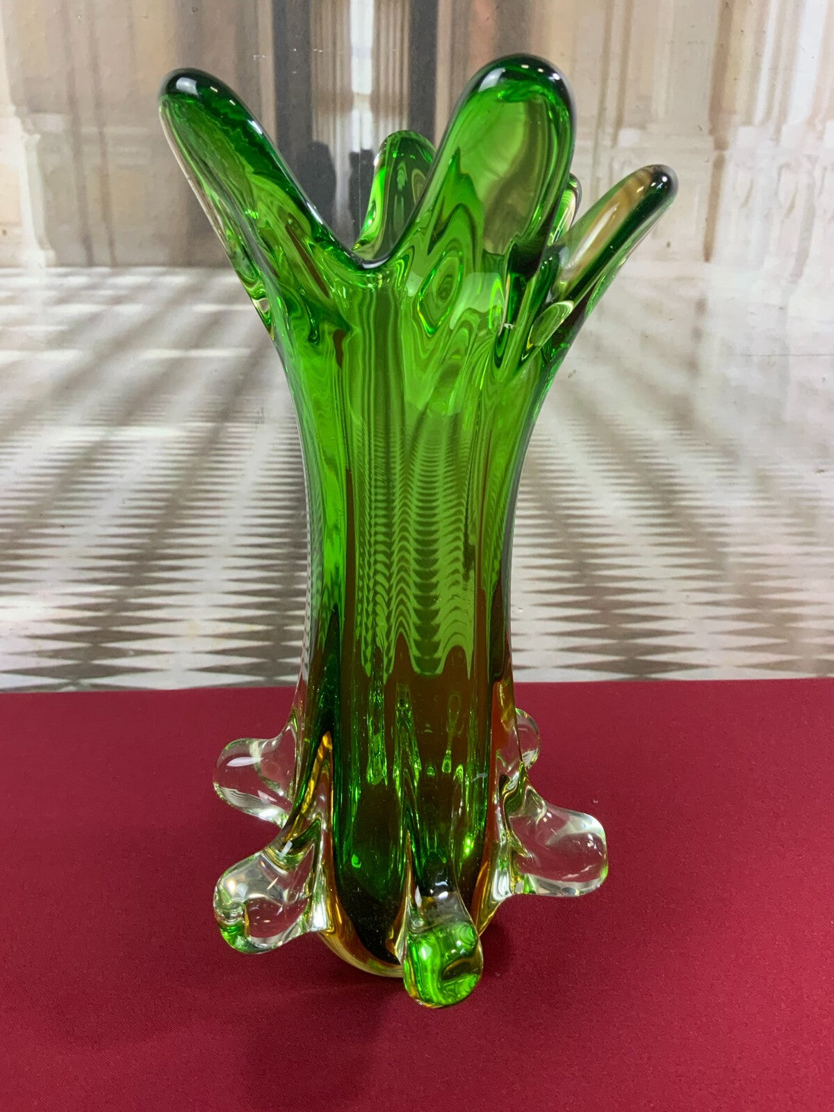 Grosse Prunkvase Vase aus Glas Handarbeit Künstlerglas 3,5kg 36cm Wohl Murano