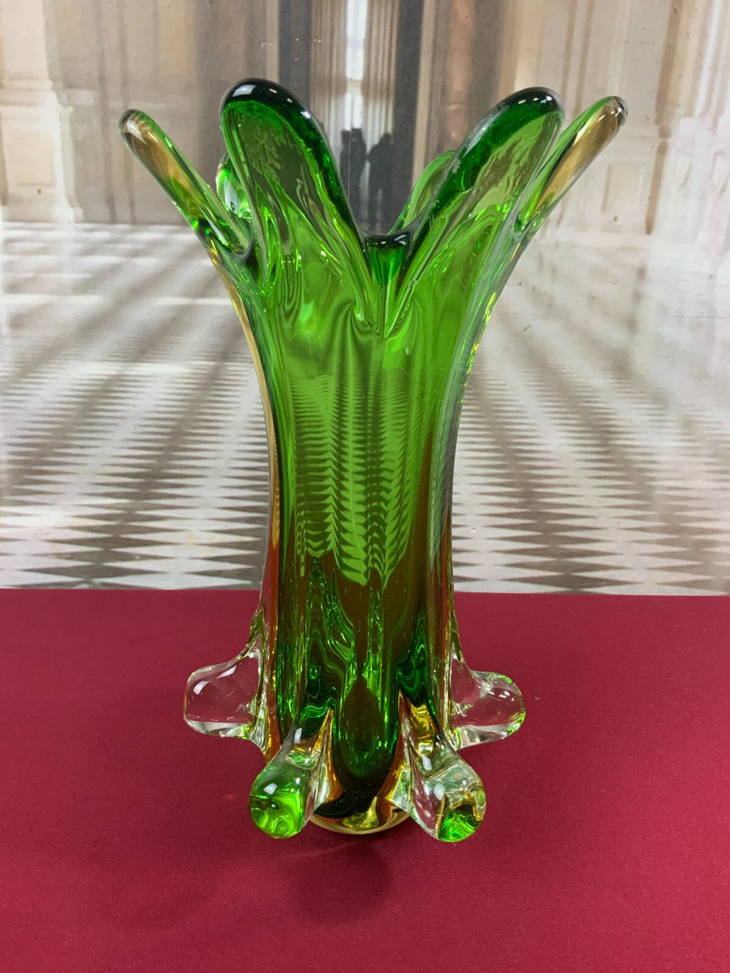 Grosse Prunkvase Vase aus Glas Handarbeit Künstlerglas 3,5kg 36cm Wohl Murano