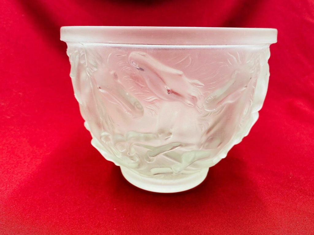 Art Deco Vase aus Glas Pferde Relief antik um 1920 Stark Reliefiert ohne Chips