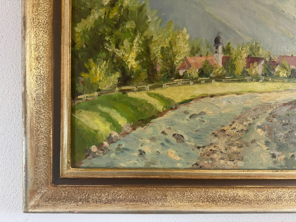 Ölgemälde Garmisch mit Alpspitz und Waxenstein Landschaft signiert A. Dietz